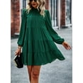 thumbnail image 3 of Alove Women Long Sleeve Ruffled Edge Small High Neck Layered Mini Doll Dress Casual Loose A-line Temperament Dress, 3 of 7