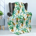 thumbnail image 4 of Hawaii Soft Flannel Fleece Throw Blanket, Botany Inspired Traditional Luau Party Funky Polynesian Culture, Cozy Plush for Indoor and Outdoor Use, 60" x 80", Jade Green Marigold, by Ambesonne, 4 of 5