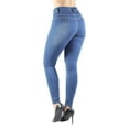 thumbnail image 4 of Fashion2Love Women's Juniors Colombian Design Butt Lift Push Up Mid Waist Skinny Jeans, 4 of 9