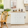 thumbnail image 4 of Costway Kitchen Island on Wheels Rolling Utility Cart Drawers Cabinets Spice Rack White, 4 of 11