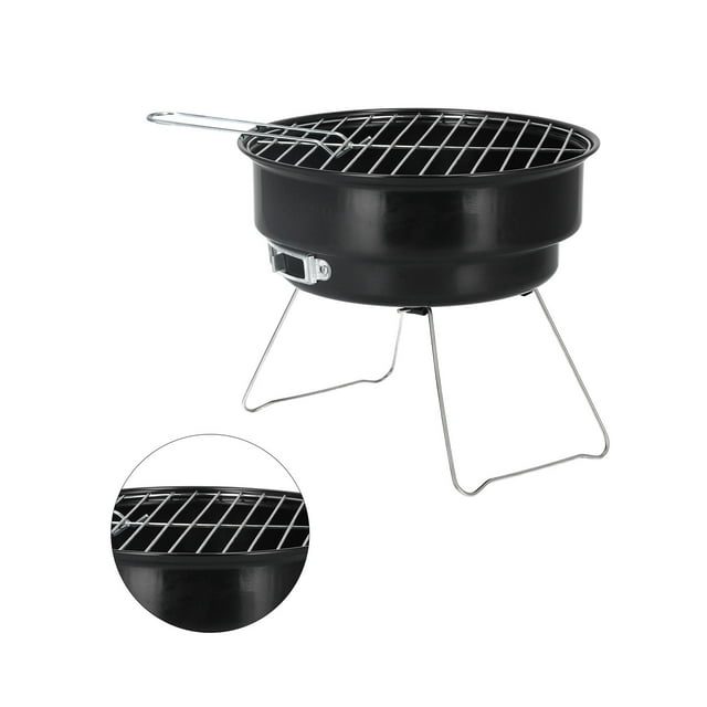 Mini Ensemble de Gril Rond pour Barbecue Maison Cuisine Barbecue Gril au Fer et au Charbon Gril Compact Accessoire de Barbecue