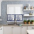 thumbnail image 3 of 24 Inch Long Tier Curtains for Kitchen, Nautical Blue Retro Sailboat Seagull Bathroom Window Curtains Rod Pocket Short Curtains Window Treatment Tiers for Living Room Farmhouse 2 Panels, 3 of 5