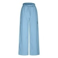 thumbnail image 4 of WENWU Pants for Women Business Casual Outfits for Women Sky Blue Baggy Pants Women Loose Pants for Women Trousers High Waisted with Pockets Summer Pants for Women 2025, 4 of 4