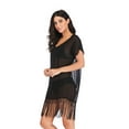 thumbnail image 5 of Swim Bathing Suit Cover up Dress Chiffon Tassel Beach Bikini Swimsuit Swimwear Cover up for Women, Black, 5 of 7