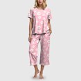 thumbnail image 4 of felwors Womens Pajama Sets, Comfy Cotton 2 Piece Lounge Sets, Woman Two Piece Pjs, Loungewear Set Women, Capri Pants Sets Pink, L, 4 of 7