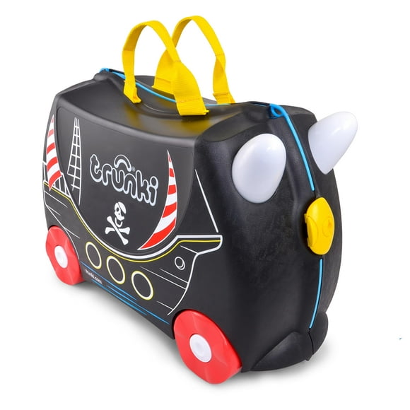 Trunki Ride-On Kids Suitcase Tow-Along Toddler Luggage carry-On cute Bag with Wheels Airplane Travel Essentials: Pedro Pirate Black