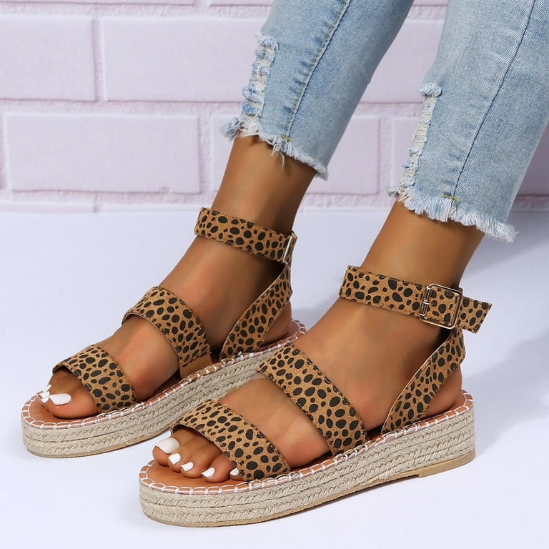 Leopard espadrille platform sandals clearance