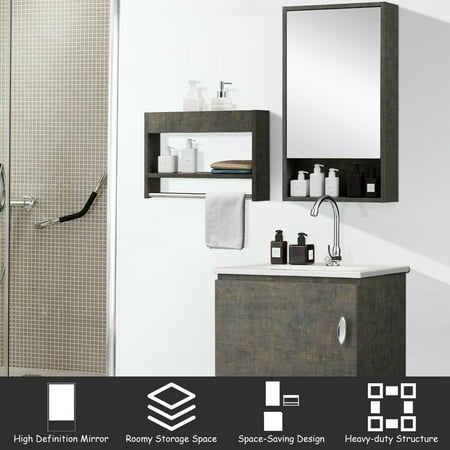 Gymax Modern Wall Mounted Bathroom Vanity Sink Set W Medicine Cabinet Storage Rack Canada - Definition Bathroom Sink