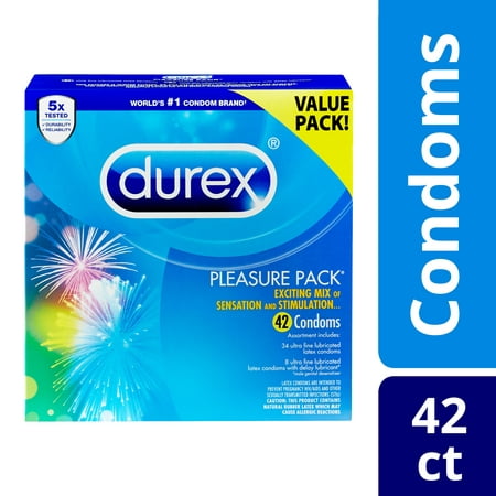 Durex Ultra-Fine and Lubricated Latex Condoms Pleasure Pack - 42 (Best Durex Condoms For Pleasure)