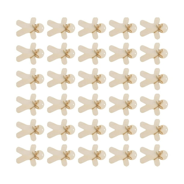 30Pcs Wooden Gingerbread Man Cutouts Unpainted Gingerbread Man Slices