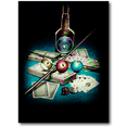 thumbnail image 6 of Gambler Skull with Cards Billiards and Whiskey Glow in the Dark T-Shirt by Rock Eagle, 6 of 8