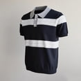 thumbnail image 5 of Samdudou Men's Tops Short Sleeve Knit Sweater Breathable Textured Stripe Patterned Classic Lapel Collar Vacation Summer Essential Versatile Breathable Daily Outdoor Gear, 5 of 5