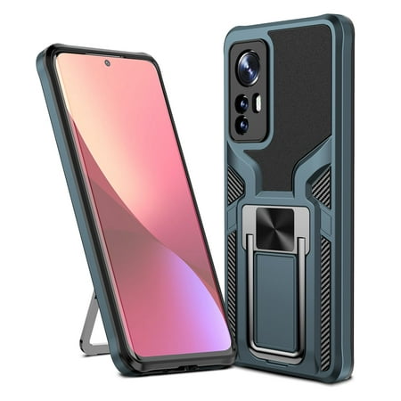 Shoppingbox Protection Case for Xiaomi Mi 12 Pro, Military Grade Shockproof Phone Case With Kickstand Hybrid Bumper Cover - Cyan