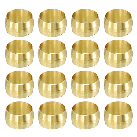 60Pcs Fit for 10mm(3/8 ) Tube OD Brass Compression Sleeve Ferrules Brass Compression Tube Fitting for Water Oil Air Pipe