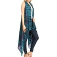 thumbnail image 3 of Sakkas Ivana Women's Oversized Draped Open Front Sleeveless Cardigan in Tie Dye - Teal - Plus Size, 3 of 5