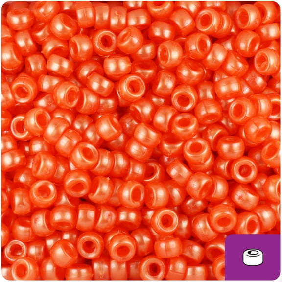 BeadTin Orange Pearl 6.5mm Mini Barrel Pony Beads (1000pcs)