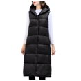 thumbnail image 1 of Gibobby Chamarra acolchada para mujer, Chaleco largo de invierno para mujer, con capucha y cierre completa, chamarra de plumón largo, acolchado, ligero, chaleco largo(Negro,XG), 1 of 5