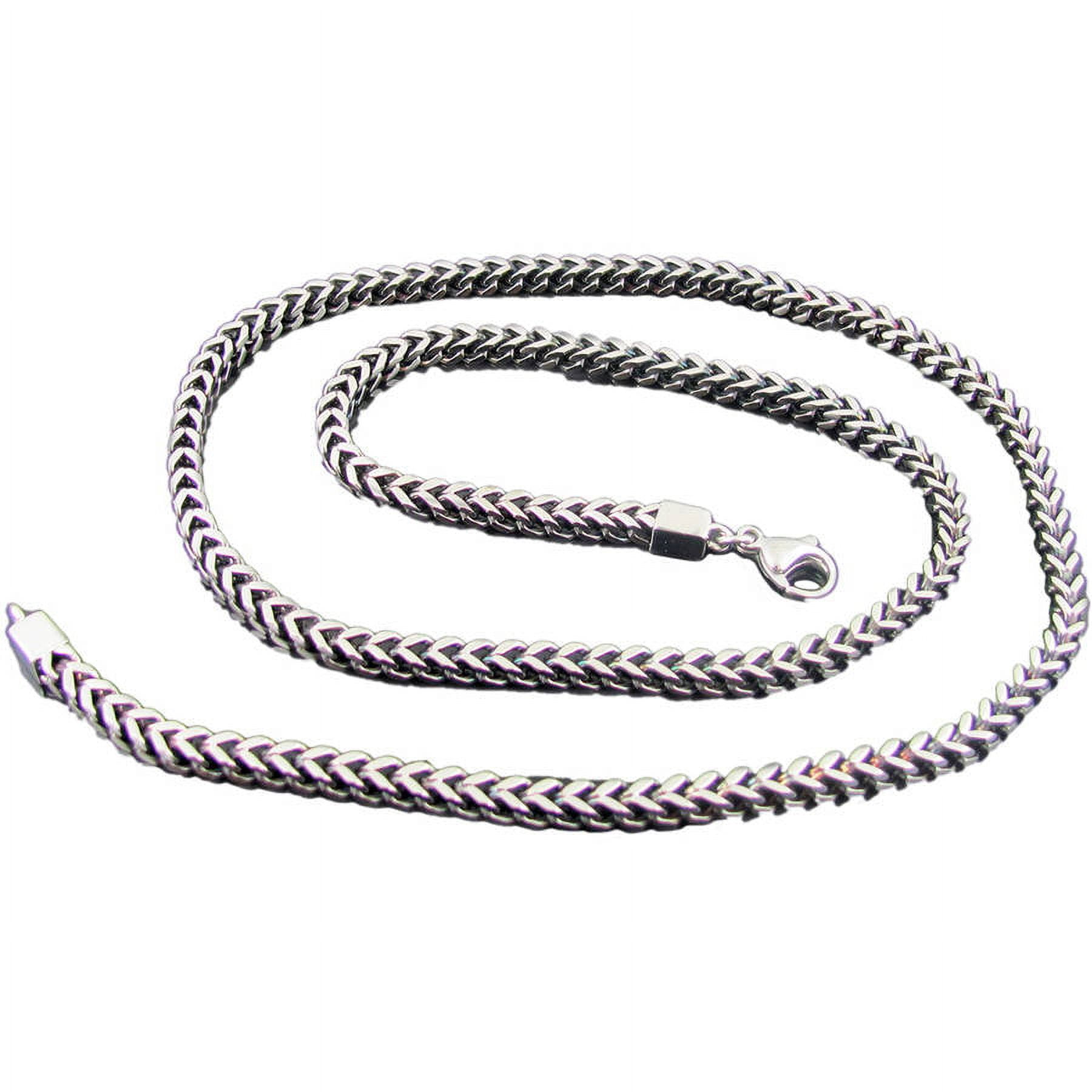 Men's Polished Black/Steel Stainless Steel Franco Chain, 24"