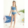thumbnail image 3 of URMAGIC 7-14T Child Girls 2 Piece Bikini Set V Neck Solid Color Bathing Suit, 3 of 8