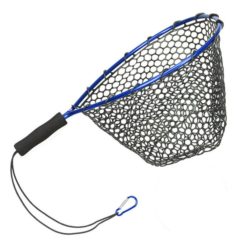 Fishing Landing Net No Folding Salmon Net Pole Handle Not Retractable Handle Fish Sea Fishing Hand Net for Fishing Blue, Size: Depth 30cm