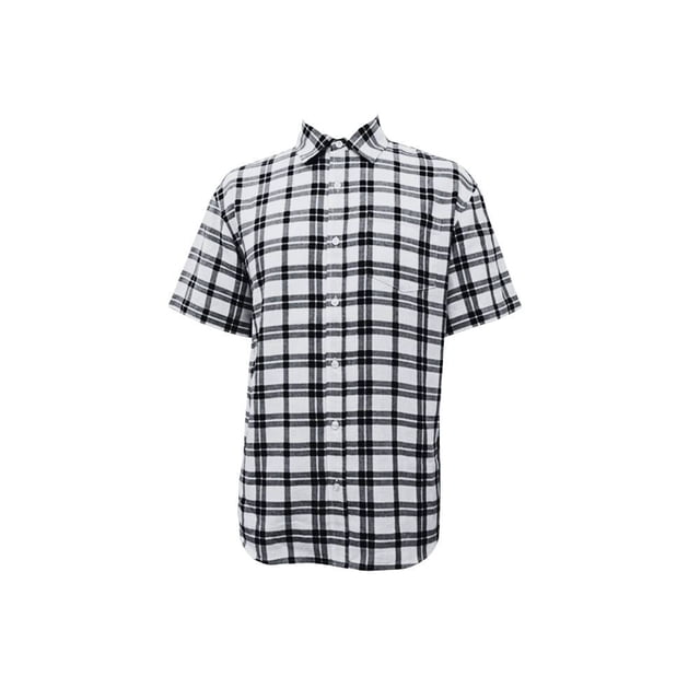 Camisa George Para Hombre Cuadros Grandes Manga Corta Talla M Blanco con Negro