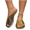 thumbnail image 6 of Samdudou Fashion Sandals for Women Metallic Snake Print Criss Cross Straps Open Toe Slip On Flats Chic Dressy Slides Daily Walking Shoes Evening Wear for Ladies, 6 of 9