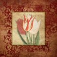 thumbnail image 2 of Grey, Jace 20x20 White Modern Wood Framed Museum Art Print Titled - Red Border Floral B2, 2 of 4
