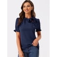 thumbnail image 2 of Top Elegante De BluDe ManCorDe OficiDe Las Camisas Del Cuello De PajariDe Las Mujeres Azul Oscuro S, 2 of 4