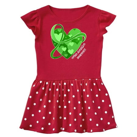 

Inktastic Organ Donation Awareness Green Heart and Ribbon Gift Toddler Girl Dress