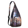 thumbnail image 1 of Interstellar Travel Sling Bag - Cosmic Nebula Print Crossbody Backpack (Breathable), 1 of 4