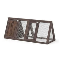 Chicken Coop for 2 Chickens Small Rabbit Hutch Quail Coop Wooden Bunny Cages Outdoor Chicken House w/Ventilating Wire (Carbonized Wood)