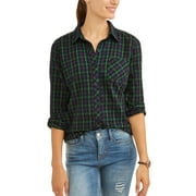 Time and Tru Women's Brushed Cotton Plaid Shirt