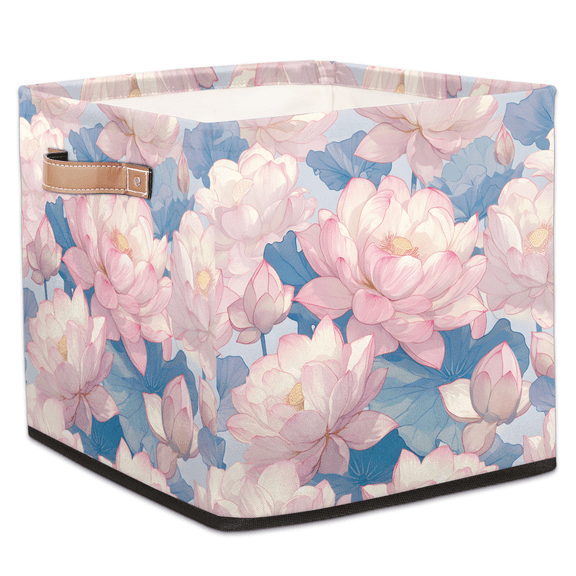 CURLYOOT Lotus Pink Cube Storage Bin, 13 x 13 x 13 Storage Cube Bins for Organizing, Fabric Foldable Baskets with Handles for Closet, Shelves, Clothes