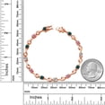 thumbnail image 3 of Gem Stone King 18K Rose Gold Plated Silver Simulated Green Opal and Pink and White Lab Grown Diamond Bracelet for Women (2.27 Cttw, Gemstone October Birthstone, Round Cabochon 4MM, 7.5 inch), 3 of 3
