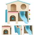thumbnail image 4 of Wooden Hamster House Hut, Easy To Install Fun Safe Hamster Fun House Toy Durable  For Play For Exercise Blue, 4 of 8