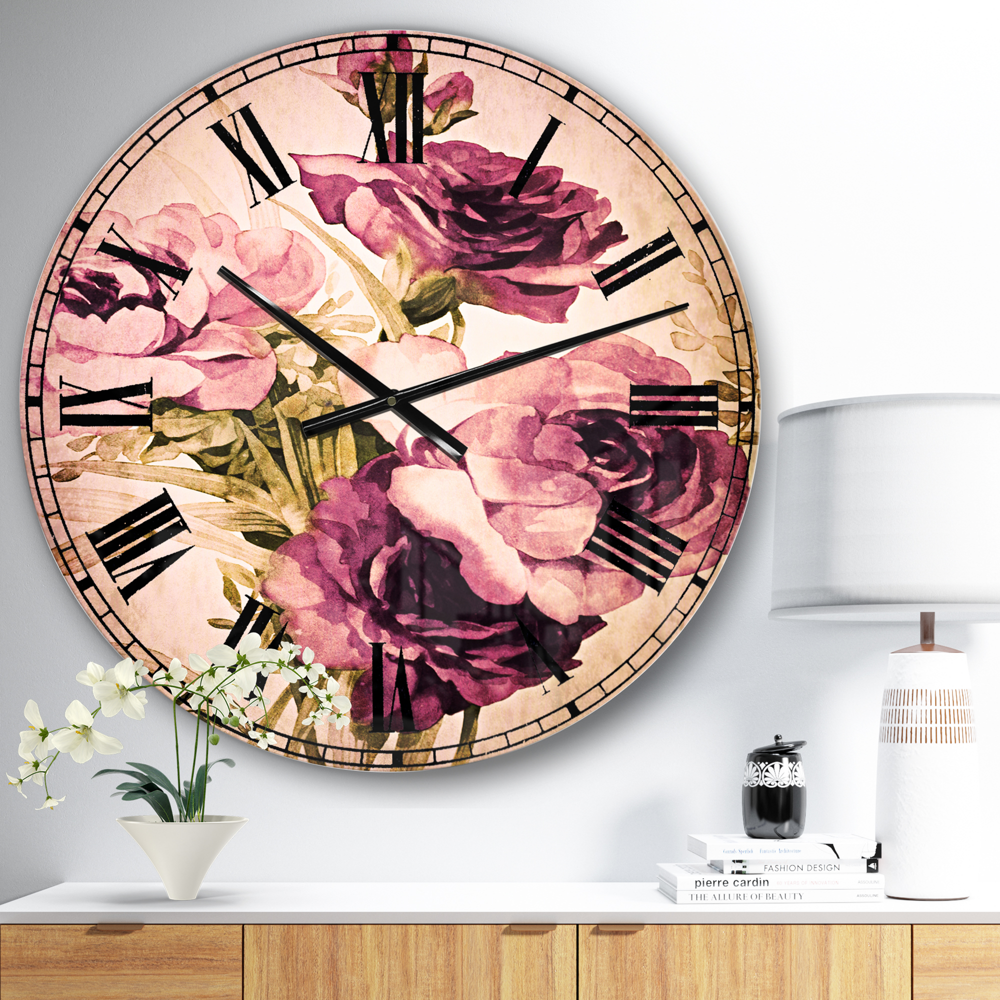 Designart 'Bunch of Purple Flowers' Traditional wall clock