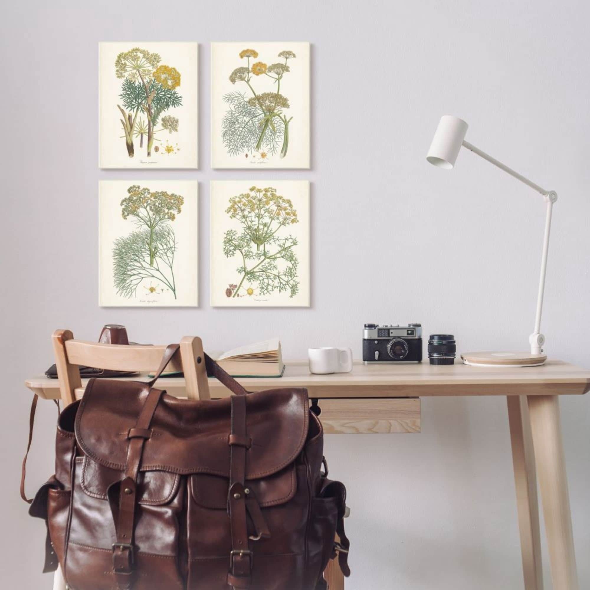 Stupell Industries Vintage Saffron Study with Floral Herbs Design by Unknown Artist, 4 Piece, 16" x 20"