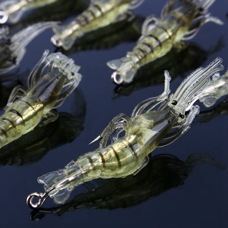 OTVIAP 10pcs 4cm Shrimp Soft Prawn Lure Hook Tackle Bait Saltwater Fishing Lures New