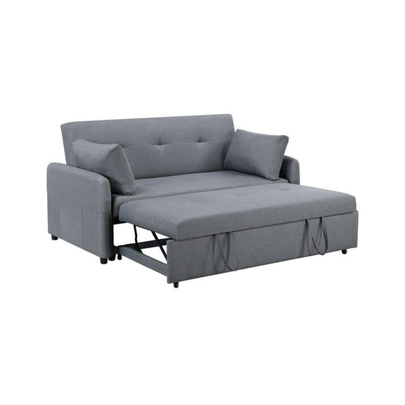 Lilola Home Radella 69"W Gray Linen Convertible Sleeper Loveseat with USB Ports