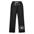 thumbnail image 4 of Womens Pants Spring Summer Lace Up Loose Slacks Solid Drawstring Capri Pants Pocket Black Loose Pants for Women L, 4 of 4