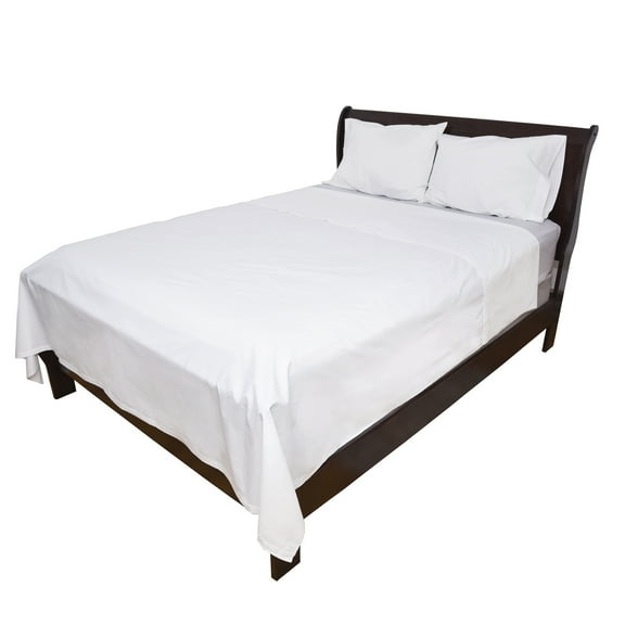 Pacific Linens Durable Flat Bed Sheet, White, Twin Size, 200 TC Poly-Cotton Blend, Breathable