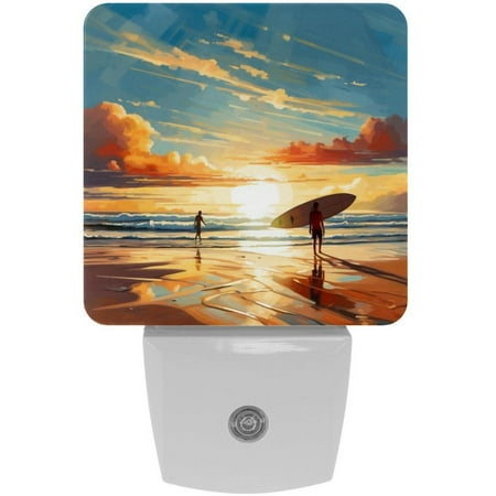 

Surfing LED Square Night Lights - Bright and Compact Bedroom or Bathroom Lighting Solution with Auto on/Off Sensor - Set of 2 Square Shaped Nightlights