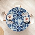 thumbnail image 4 of Ambesonne Retro Fitted Round Tablecloth, Whimsical Ethnic Painting, 56"- 60" Diameter, Dark Violet Blue and White, 4 of 5