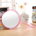 thumbnail image 4 of Espejo de aumento de maquillaje de cristal para mujer, espejos cosméticos redondos de repuesto para dormitorio con mango de doble cara portátil Pinceles de maquillaje y herramientas Transparente Soidarity BFH000395-00, 4 of 6
