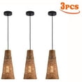thumbnail image 4 of 3Pcs Bamboo Wicker Rattan Shade Pendant Light Fixture Art Hanging Ceiling Lamp, 4 of 5