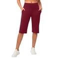 thumbnail image 2 of Capri Pants for Women High Waist Workout Yoga Shorts with Pockets Tummy Control Leggings Straight Leg Long Shorts, 2XL, 2 of 9
