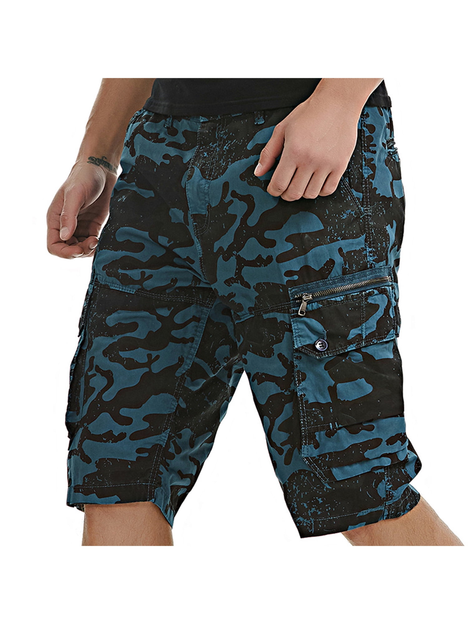 Avamo Men Camo Overalls Cargo Shorts 