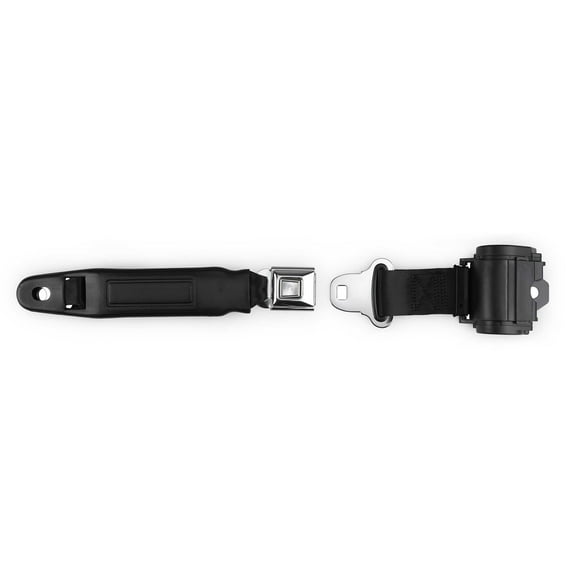 RetroBelt Black Pushbutton Retractable Lap Seat Belt Bucket Seat
