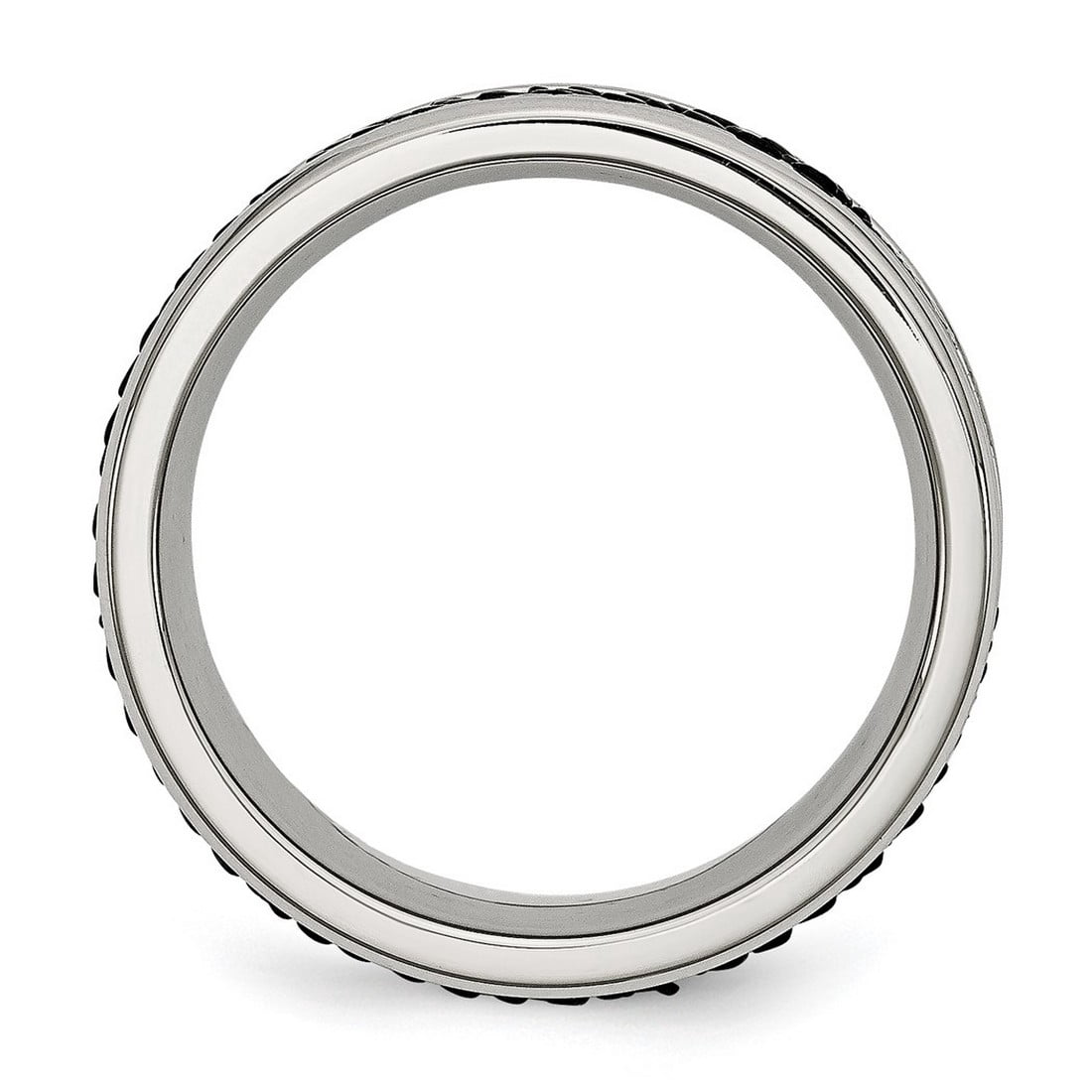 Stainless Steel Polished Grooved Stingray Textured 8mm Ring Size 9 Ring for Women