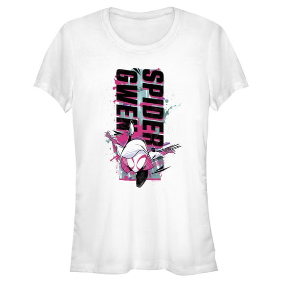 Junior's Spider-Man: Across the Spider-Verse Spider Gwen Paint Splatter Graphic Tee White Medium